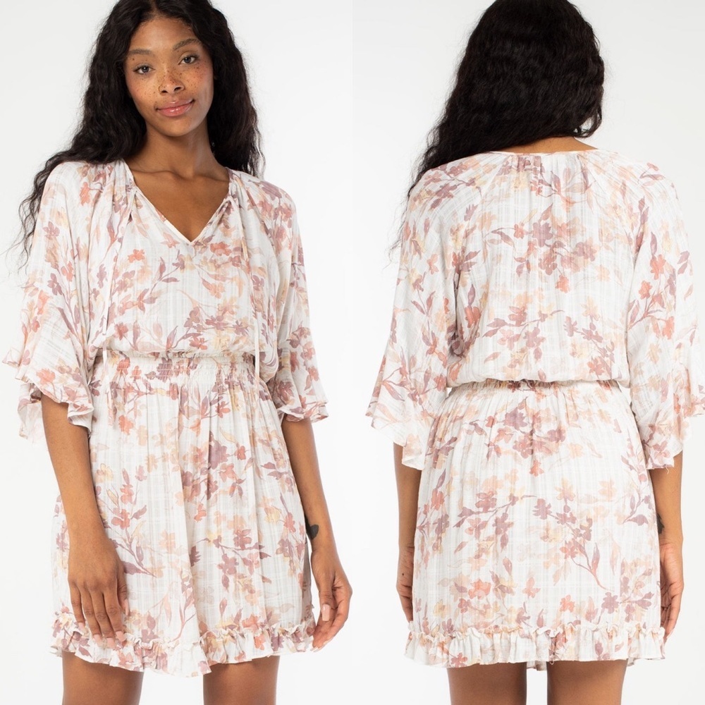 Lovestitch Floral‎ Mini Dress S Pink Cream Boho Hello Lover Cottagecore Girly
